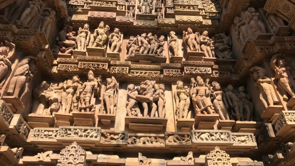 Khajuraho travel blog: Erotica sculptures in the temples of Khajuraho.